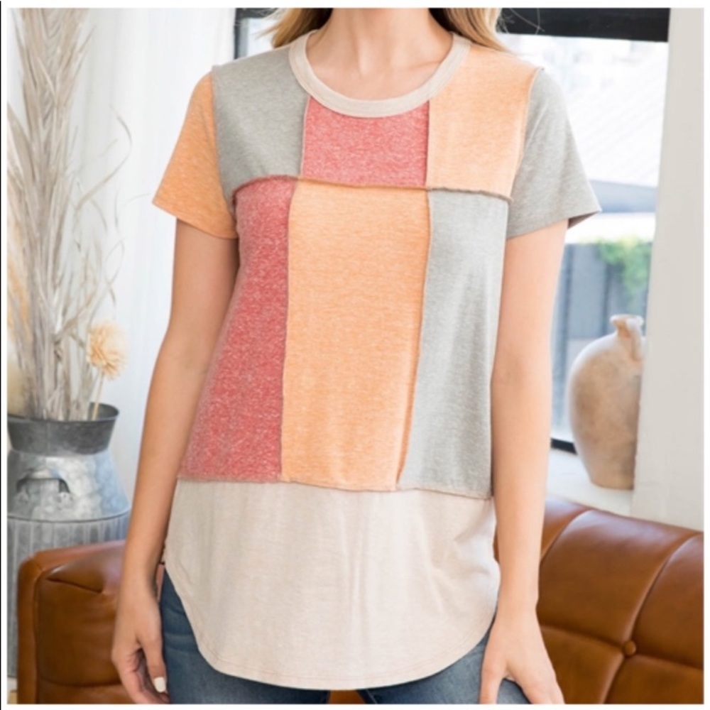 Colorblock Reverse Coverstitch Blouse Prefect for Spring!! - Picture 3 of 5